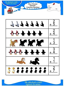 Çocuklar İçin toplam işlemi yaprak testleri 